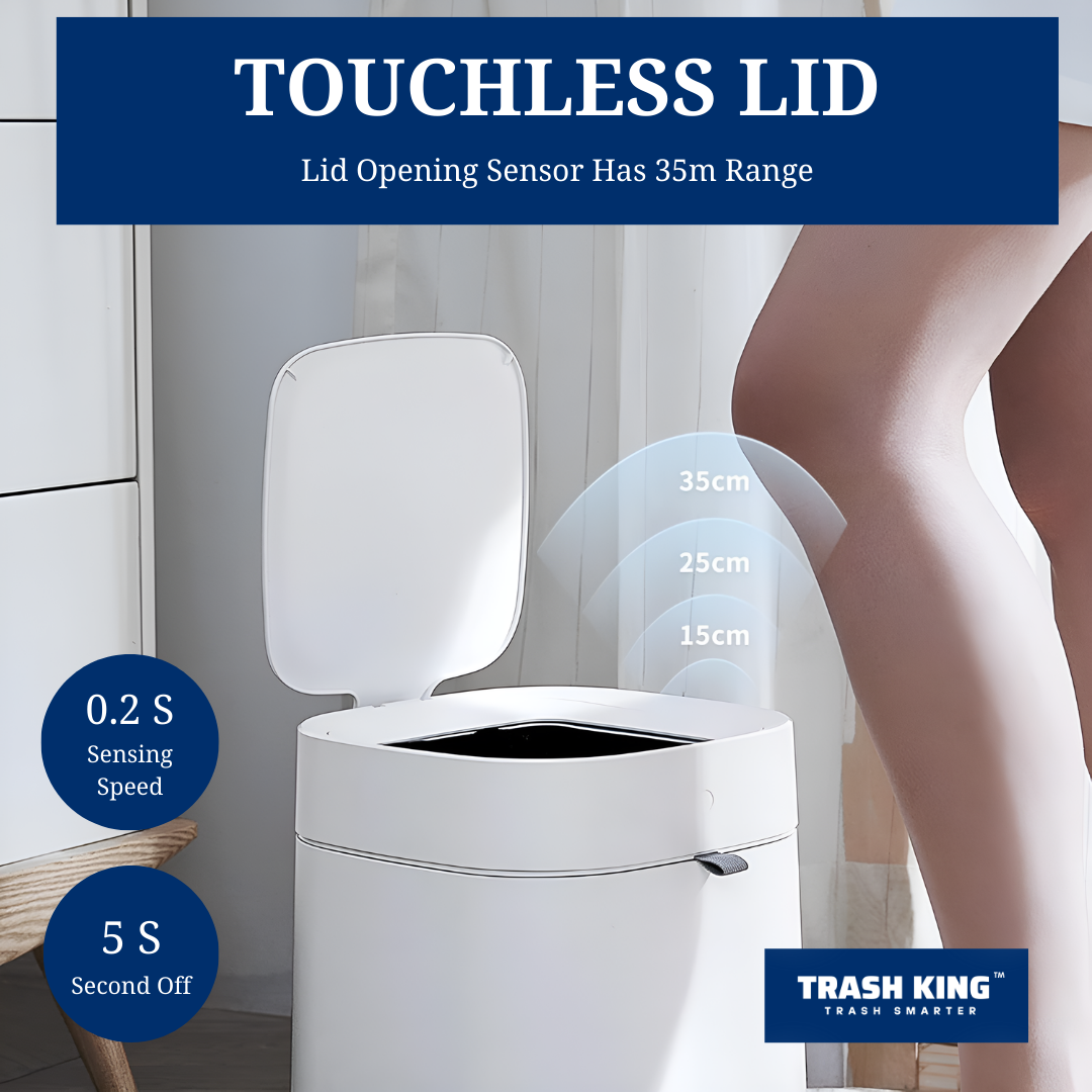 Trash King Royal Bin touchless lid sensor technology for hygienic hands-free operation