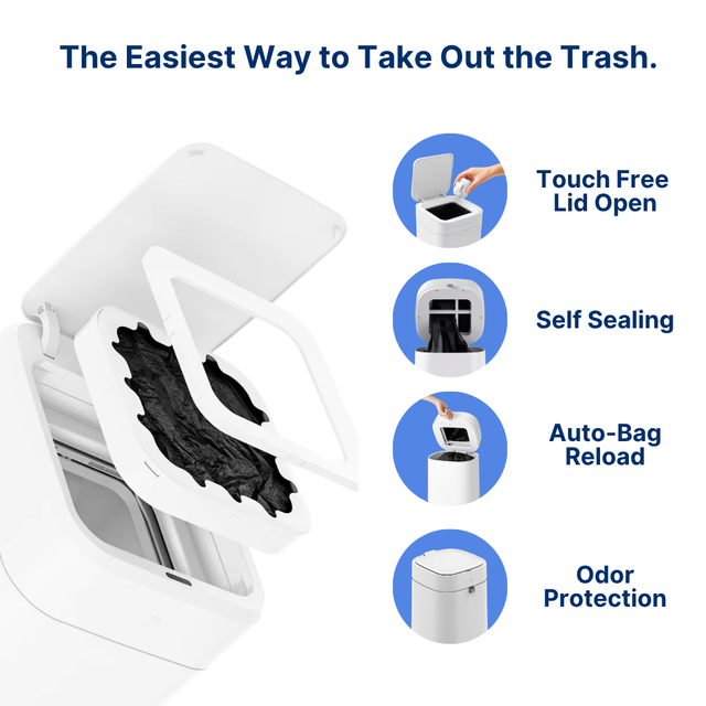 Royal Bin™ Lite 13L – Smart Touchless Self-Sealing Trash Can