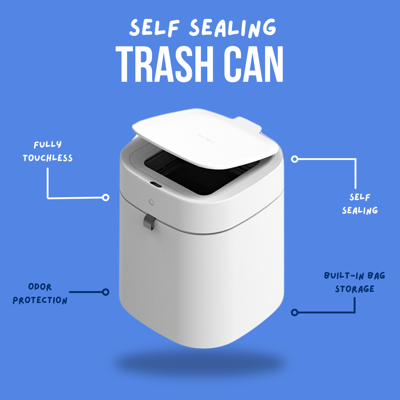 Royal Bin™ Lite 13L – Smart Touchless Self-Sealing Trash Can