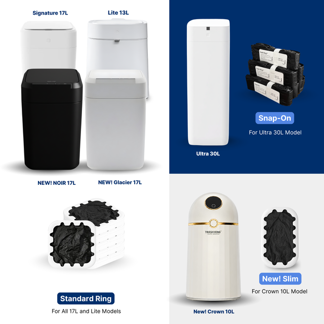 Trash King SmartRing™ Bags – Self-Sealing Trash Bag Pack