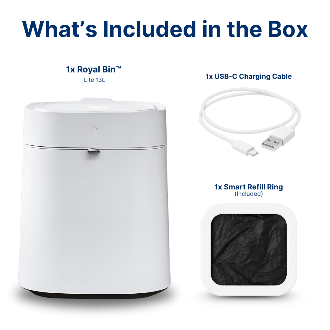 Royal Bin™ Lite 13L – Smart Touchless Self-Sealing Trash Can