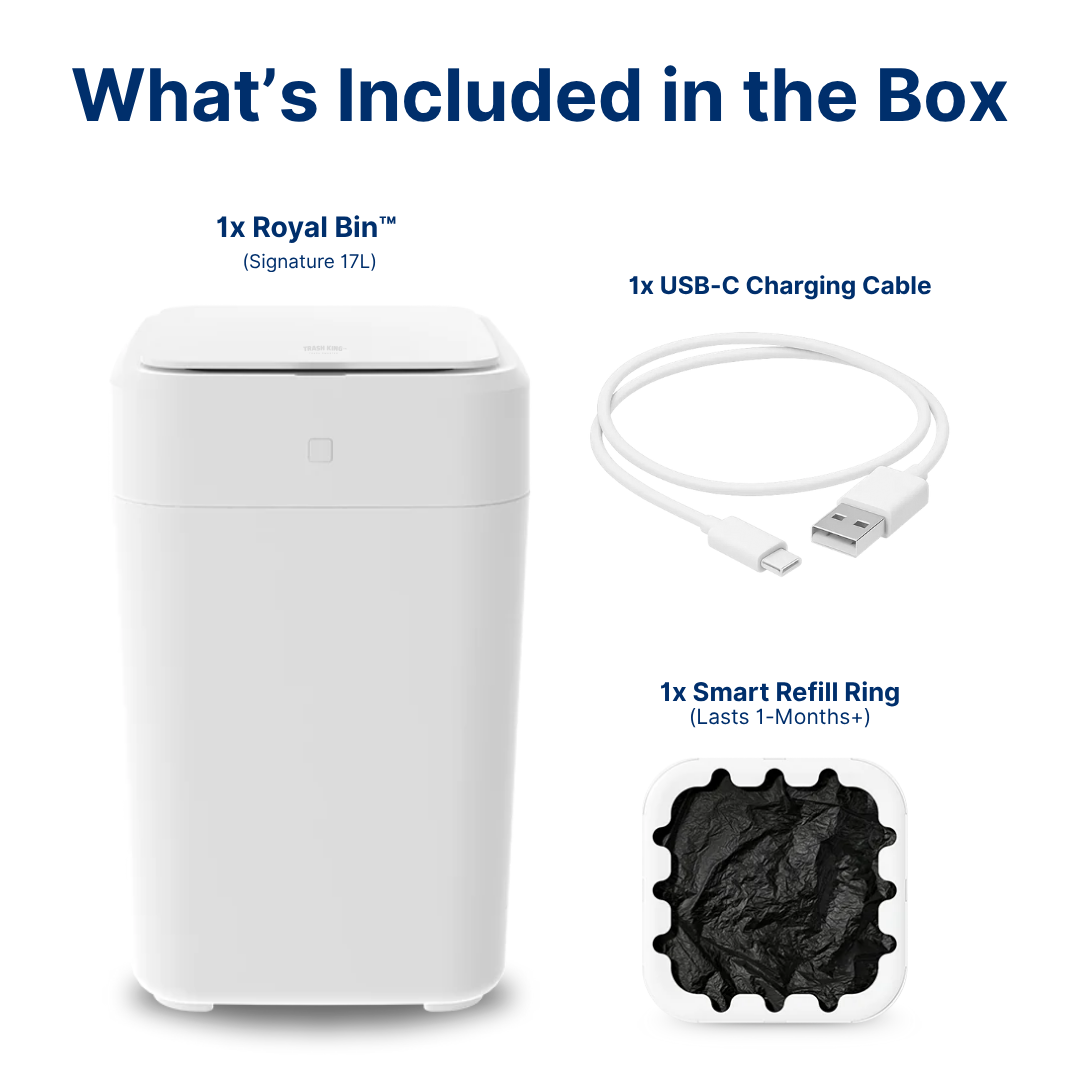 Royal Bin™ Signature 17L – Touchless, Self-Sealing Smart Trash Can