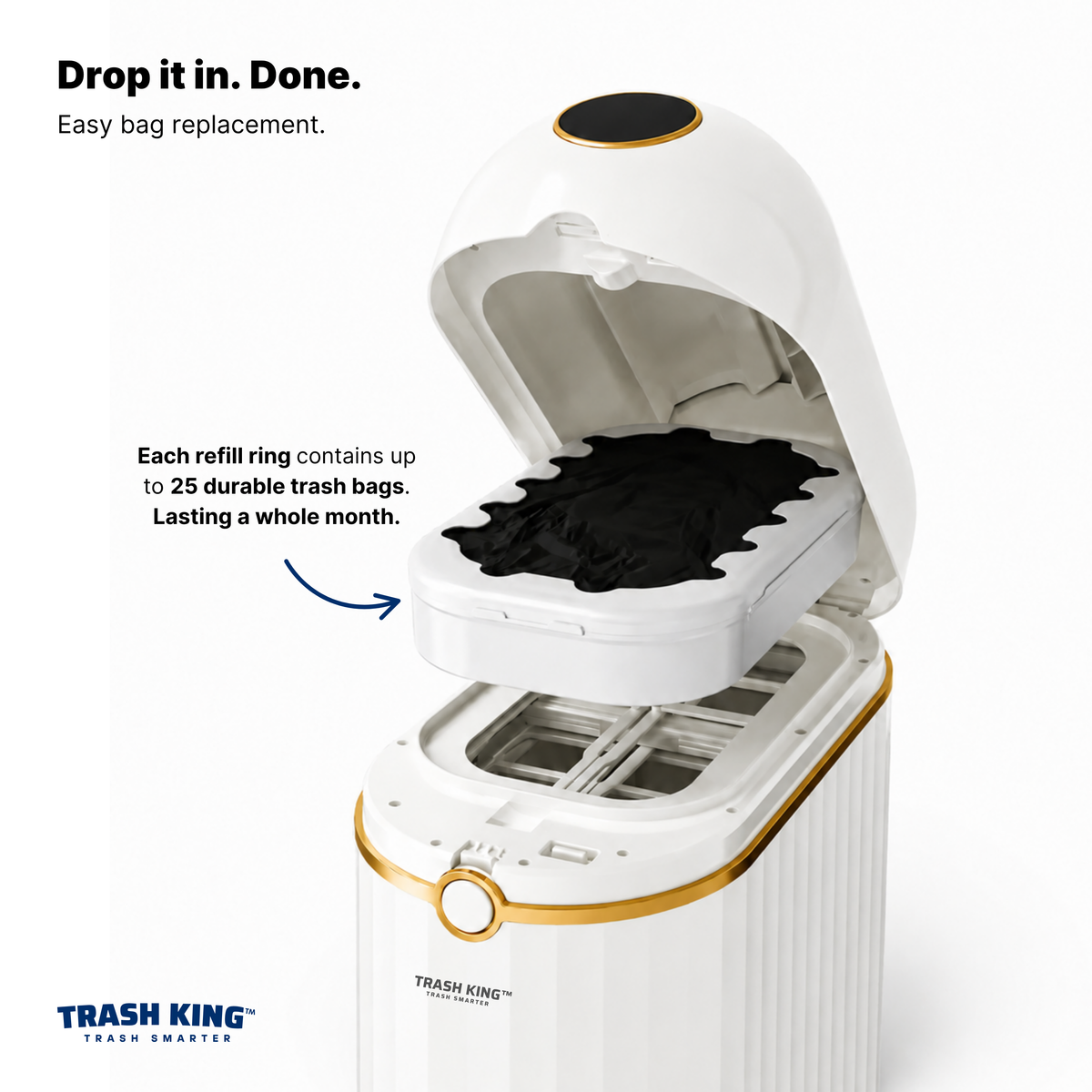 Royal Bin® Crown 10L – Smart Touchless Self-Sealing Trash Can