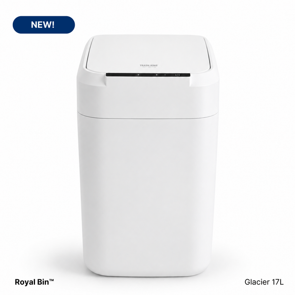 Royal Bin® Glacier 17L - Touchscreen, Self-Sealing Smart Trash Can (Glacier White)