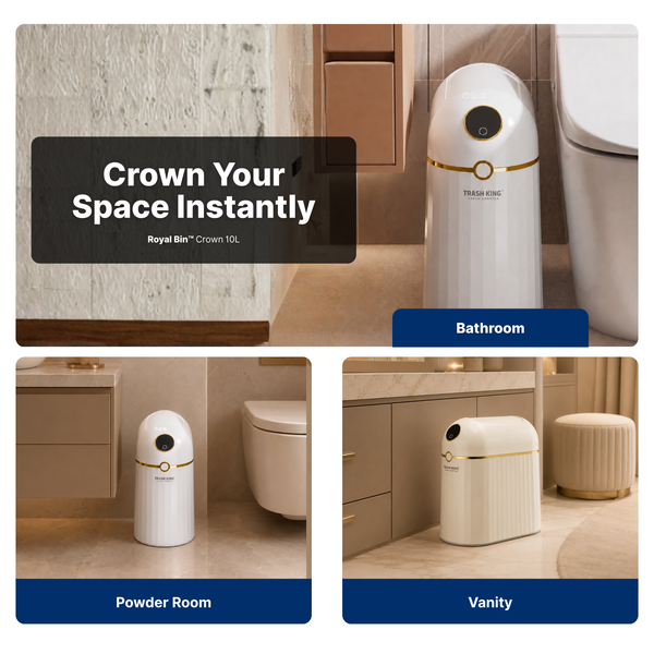 Royal Bin® Crown 10L – Smart Touchless Self-Sealing Trash Can