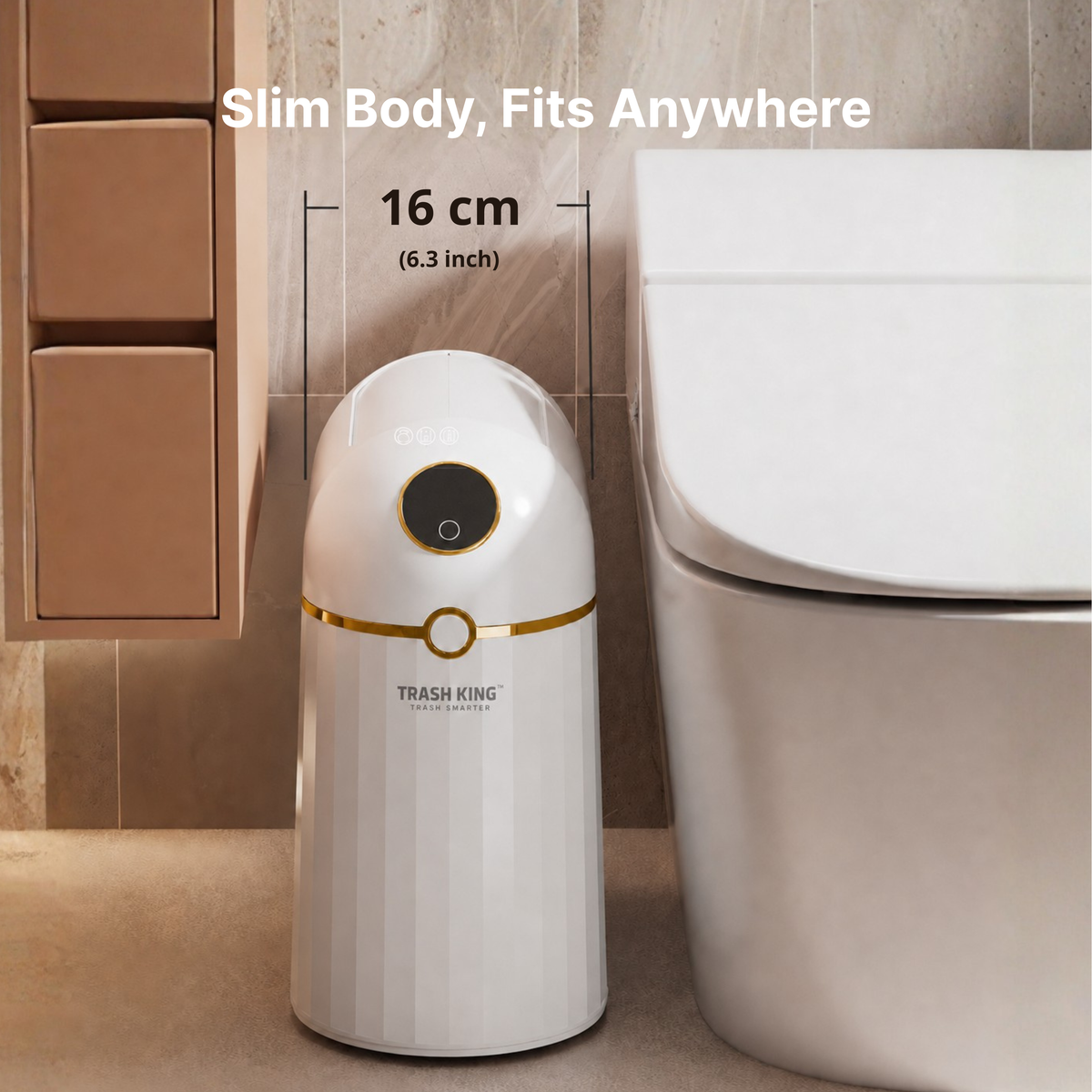 Royal Bin® Crown 10L – Smart Touchless Self-Sealing Trash Can