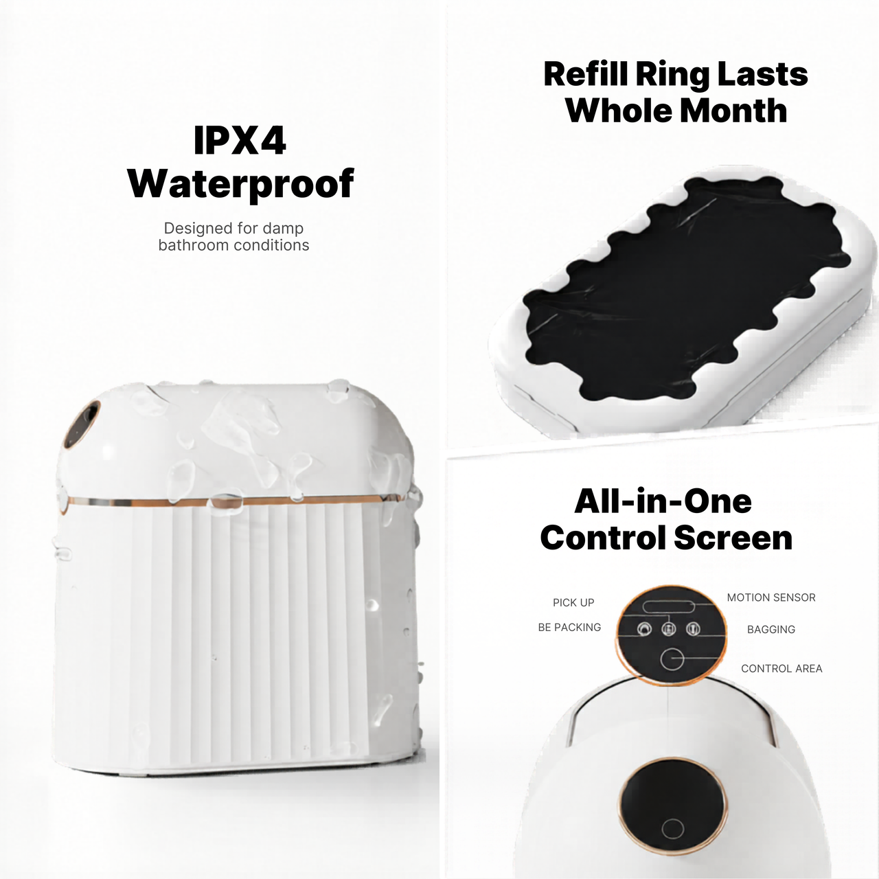 Royal Bin™ Crown 10L – Smart Touchless Self-Sealing Trash Can