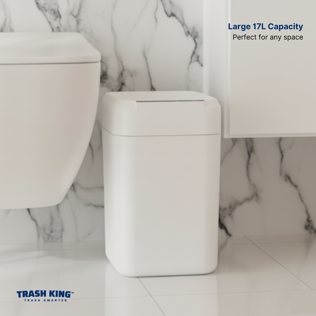 Royal Bin™ Glacier 17L - Touchscreen, Self-Sealing Smart Trash Can (Glacier White)
