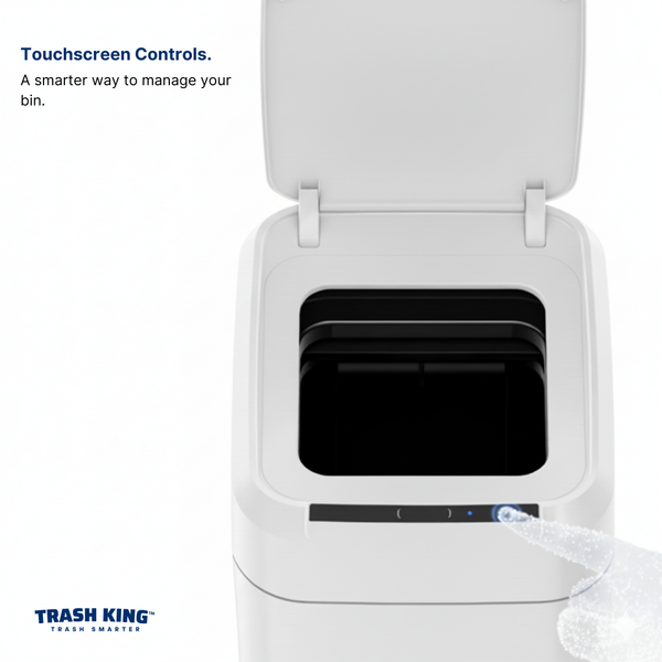 Royal Bin® Glacier 17L - Touchscreen, Self-Sealing Smart Trash Can (Glacier White)