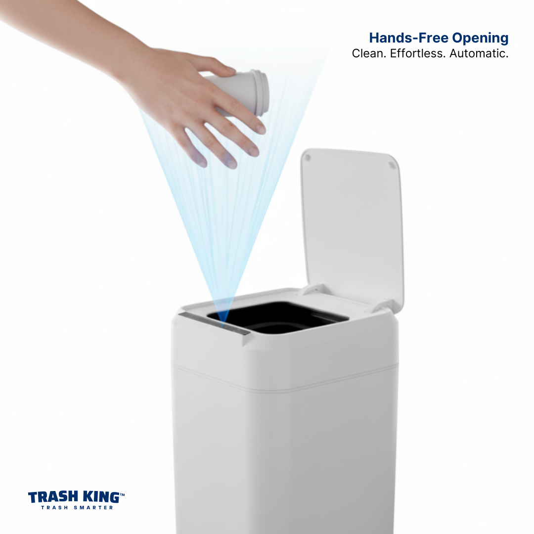 Royal Bin™ Glacier 17L - Touchscreen, Self-Sealing Smart Trash Can (Glacier White)