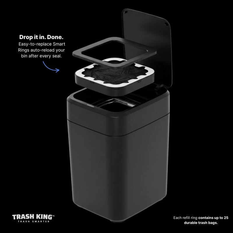 Royal Bin™ NOIR 17L - Touchscreen, Self-Sealing Smart Trash Can