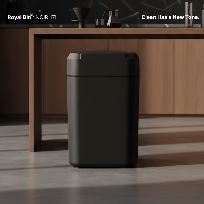 Royal Bin™ NOIR 17L - Touchscreen, Self-Sealing Smart Trash Can