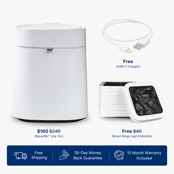 Royal Bin™ Lite 13L – Smart Touchless Self-Sealing Trash Can