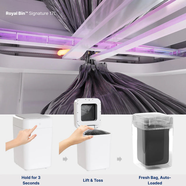 Royal Bin™ Signature 17L – Touchless, Self-Sealing Smart Trash Can